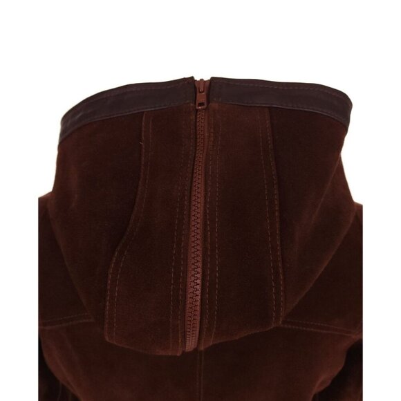 Vintage Ransom Clothing Suede Leather Jacket Size XS Pile Lined Hooded Y2K - Picture 8 of 11